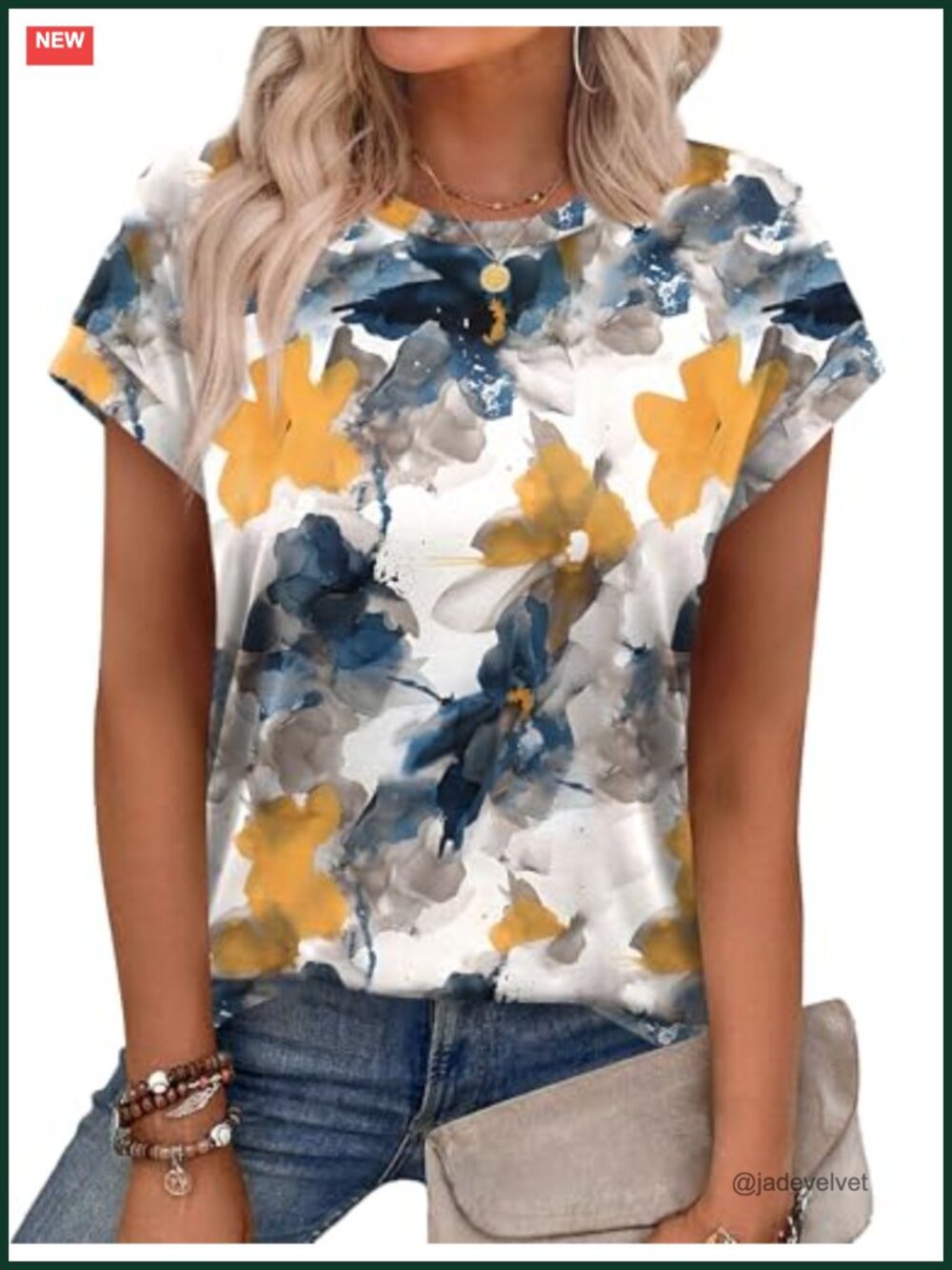 Women's Casual Crew Neck Short Sleeve Tunic T-Shirt Stretchable Polyester Rayon